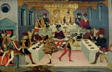 The Story of Alatiel Tavoli: detail of the banquet (detail)